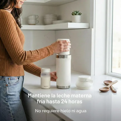 Vista 2 de Baby Brezza Enfriador de leche materna portátil todo el día, gran capacidad de 20 z, botella de viaje aislada incluye 2 paquetes de hielo + 2
