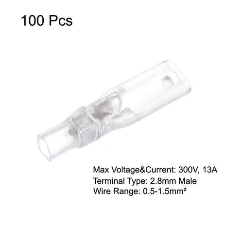 Vista 4 de uxcell 100 unids 0.110 in terminales de alambre conector rápido empalme macho pala conectar con manga aislante