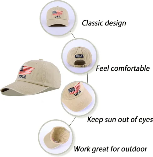 Vista 7 de LANGZHEN American Flag Hats for Men and Women USA Flag Baseball Cap Adjustable Outdoors Trucker Snapback Hat