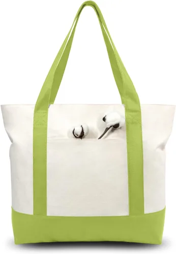 Vista 37 de TOPDesign Paquete de 1 bolsa de lona con bolsillo externo, bolsa de compras reutilizable para comestibles, cierre de cremallera superior, artículos