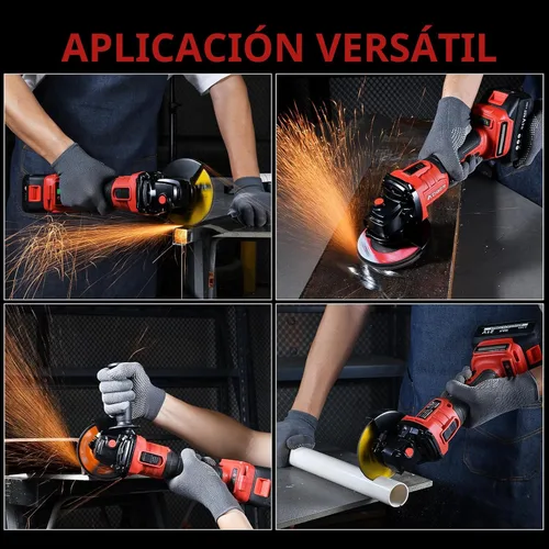 Vista 6 de AOBEN Amoladora angular inalámbrica de 4-1/2 pulgadas, herramienta de amoladora con batería de 21V, amoladoras eléctricas de potencia, motor sin