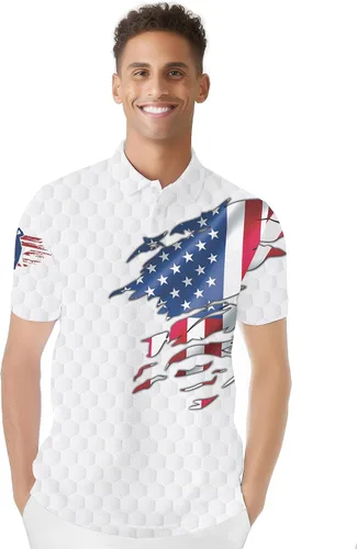 Vista 2 de PAGYMO Golf Shirts for Men Hawaiian Funny Crazy Print Mens Polo Shirt