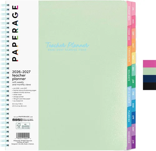 Vista 14 de PAPERAGE Agenda académica, agenda semanal y mensual y calendario, 12 meses, julio de 2026 a junio de 2027, (9.5 x 11 pulgadas), agenda de Negro