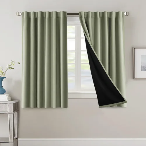 Vista 138 de H.VERSAILTEX Cortinas 100% opacas para dormitorio con forro negro, cortinas de oscurecimiento de habitación completa, con aislamiento térmico