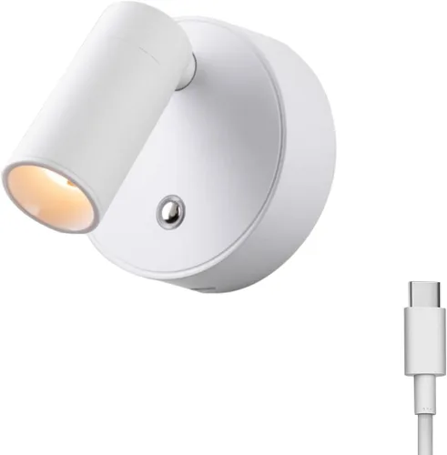 Vista 9 de Lámpara de pared de lectura de mesita de noche, lámpara de techo LED para interiores, aplique de pared ajustable giratorio blanco GU10..