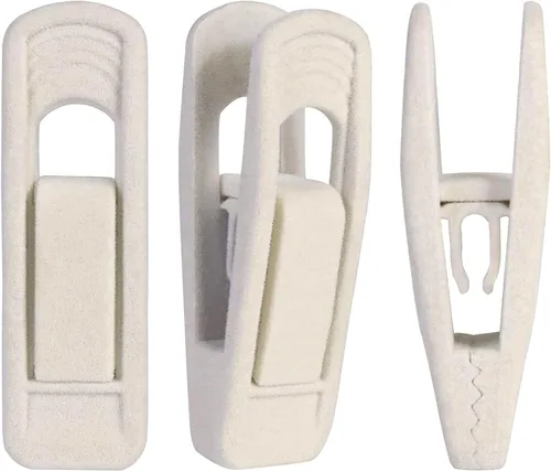Vista 11 de Trgowaul Perchas de terciopelo - Clips fuertes para pantalones delgados (20 unidades, beige)