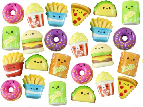 Vista 5 de Curious Minds Busy Bags 24 lindos juguetes esponjosos de micro alimentos de elevación lenta - Mini recuerdos de fiesta de espuma viscoelástica