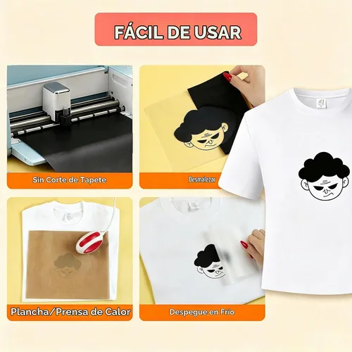 Vista 5 de HTVRONT Vinilo inteligente para planchar, HTV negro, vinilo de transferencia de calor de 13 pulgadas x 3 pies, vinilo HTV compatible con Cricut