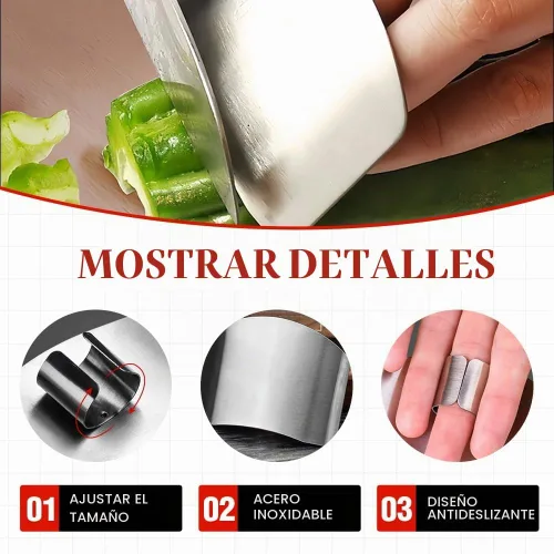 Vista 2 de Protector de dedos de acero inoxidable, protector de dedos mejorado 2025 para cortar alimentos, herramienta segura para cortar, cortar en cubitos