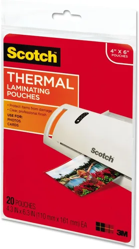Vista 2 de Scotch - Bolsas de laminación, 5 mil, 4.33" X 6.33", transparente brillante, paquete de 20