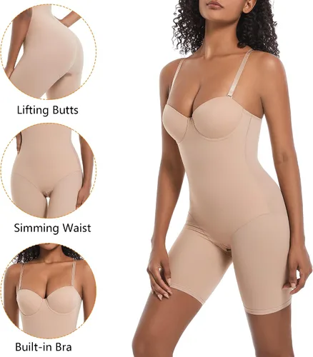 Vista 4 de KKP Shapewear for Women Tummy Control Full Bust Body Shaper Bodysuit Butt Lifter Thigh Slimmer