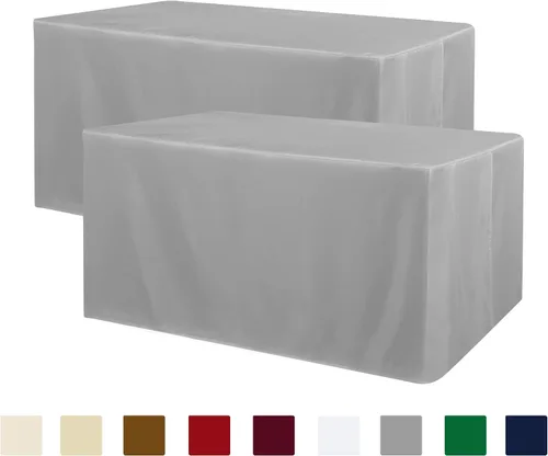 Vista 33 de Obstal Paquete de 2 manteles negros ajustables para mesas rectangulares de 4 pies, resistente al agua, lavable, tela de poliéster