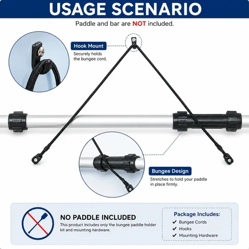 Vista 6 de Kit de soporte de pala elástica para kayak (paquete de 2)
