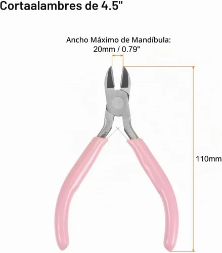 Vista 2 de HARFINGTON Alicates de precisión laterales de corte diagonal de 4.5 pulgadas con mango de plástico rosa para manualidades, fabricación de joyas