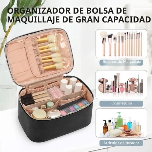Vista 7 de OCHEAL - Bolsa de maquillaje portátil para cosméticos, estuche organizador de viaje de gran capacidad para mujeres, bolsa de aseo para niñas