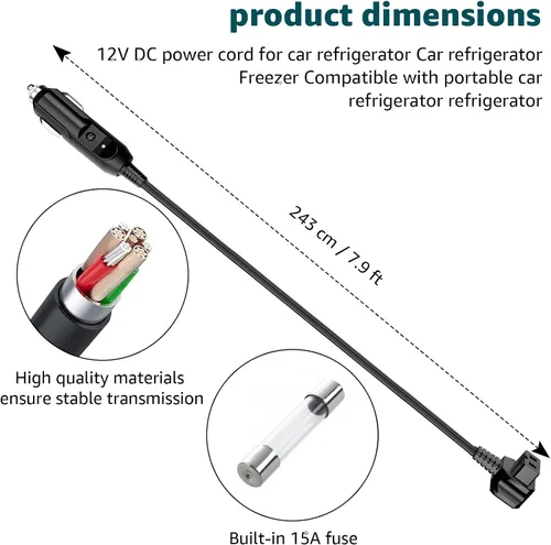 Vista 3 de Cable de alimentación de CC compatible con alpicool, Bodega, euhomy, bougeRV, ARB, ICECO, Setpower, JoyTutus para la mayoría de refrigeradores