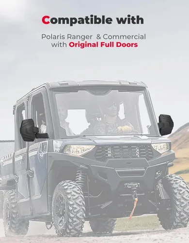 Vista 9 de KEMIMOTO Espejos laterales mejorados, de gran tamaño, montados en puerta, compatibles con Polaris Ranger 1000 570 Northstar XP SP 2018-2025 2026