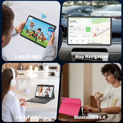 Vista 7 de Tablet Android 2026 de 10 pulgadas, tableta Android 15 con teclado, 24 GB+256 GB+2 TB expandir, tabletas 2 en 1 con Gemini AI, 8 núcleos, 8000 mAh