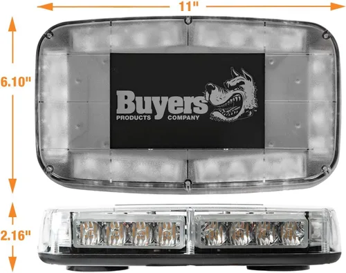 Vista 3 de Buyers Products 8891040, Mini barra de luz LED rectangular de 11 pulgadas multimontaje, magnética o montada permanentemente, luz de seguridad
