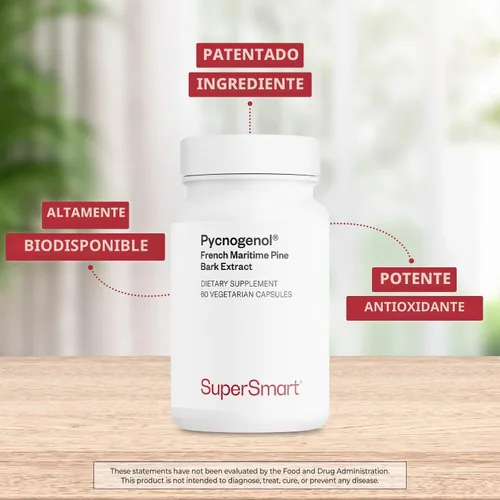 Vista 3 de Supersmart - Pycnogenol 200 mg por día (patentado y altamente biodisponible) - Extracto de corteza de pino marítimo francés Sin OMG y sin gluten