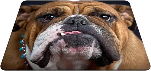 Vista 4 de Bulldog - Alfombrilla de mouse para videojuegos, bulldog y perro, cachorro, alfombrilla de mouse marrón para computadora, escritorio, laptop M02-002
