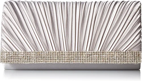 Vista 7 de Jessica McClintock Women's Chloe Satin Rhinestone Evening Clutch Negro
