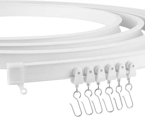 Vista 2 de Riel de cortina de techo flexible y flexible, riel de techo curvado para cortinas, divisor de habitación, sistema de riel de techo (6.6 pies)