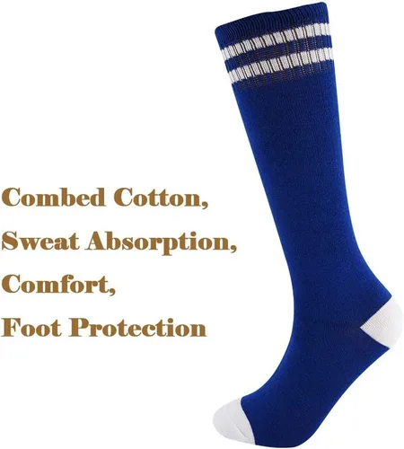 Vista 2 de Calcetines altos hasta la rodilla para niños, calcetines de fútbol de algodón para niños, niñas, niños pequeños