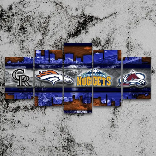 Vista 4 de Póster del equipo deportivo de la ciudad de Denver, lienzo deportivo, patrón artístico de pared, diseño Art Deco para fanáticos, decoración