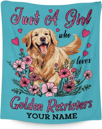 Vista 7 de Golden Retriever - Manta de regalo de 30 x 40 pulgadas, lindas mantas para mujeres y niñas, mantas de felpa suaves azules para sofá, oficina