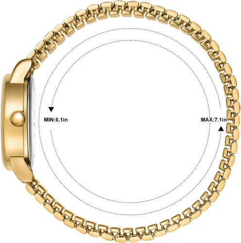 Vista 5 de GOLDEN HOUR Reloj dorado de fácil lectura para mujer con banda de expansión, caja ovalada