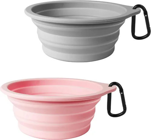 Vista 2 de PetBonus 2-Pack Silicone Collapsible Dog Bowls and Dog Collar Safety Clip