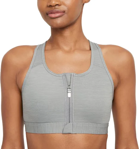 Vista 5 de Nike Swoosh - Brasier deportivo acolchado con cremallera frontal y soporte medio para mujer