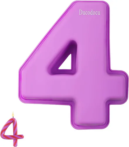 Vista 11 de Ducodocu Molde grande de silicona para tartas con números 3D, molde para hornear DIY para cumpleaños, aniversario, número de 0