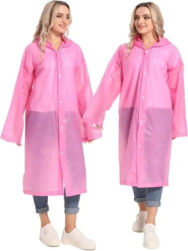Vista 73 de 2 abrigos de lluvia de Borogo para adultos, chaquetas de lluvia reutilizables para hombres y mujeres