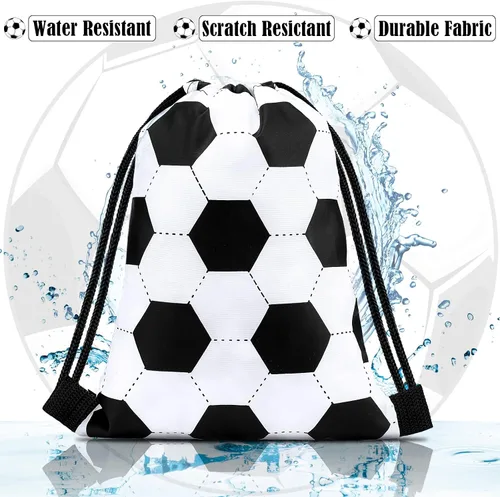 Vista 3 de Shappy 24 bolsas deportivas pequeñas con cordón, bolsa de caramelos, bolsas de regalo para fiestas deportivas (fútbol, 6.9 x 9.8 pulgadas)