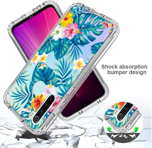 Vista 7 de Funda para Redmi Note 8 (2019/2021) M1908C3JH con protector de pantalla de vidrio templado, funda protectora de cuerpo completo transparente de TPU