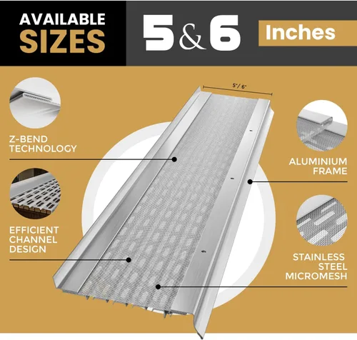 Vista 3 de Micromesh 5 pulgadas Gutter Guards Leaf Protection, 1 Pies Paquete de muestra Bronce oscuro, Malla de acero inoxidable, Cubiertas de canalón