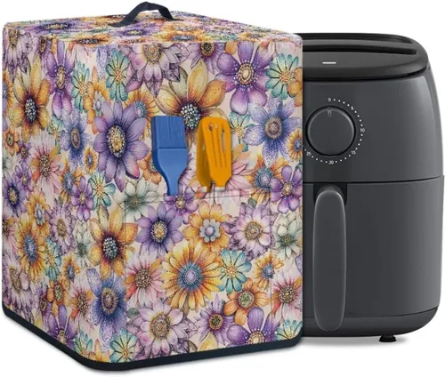 Vista 38 de Freidora de aire de mármol negro, cubierta resistente a las manchas, ligera y antihuellas dactilares, con bolsillo y asa, apta para freidora de aire