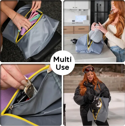 Vista 4 de Bolsas de viaje resistentes al agua para zapatos con dos bolsillos interiores Bolsa de almacenamiento para zapatos con cremallera y asa Bolsa
