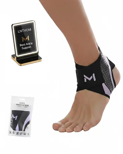 Vista 9 de Tobillera estabilizador de compresión con cordones para deportes de baloncesto, recuperación de esguinces para hombres y mujeres, ajustable
