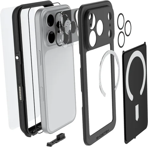Vista 80 de Ghostek NAUTICAL funda delgada para iPhone 14 Plus a prueba de golpes impermeable con protector de pantalla y imán MagSafe con carga inalámbrica