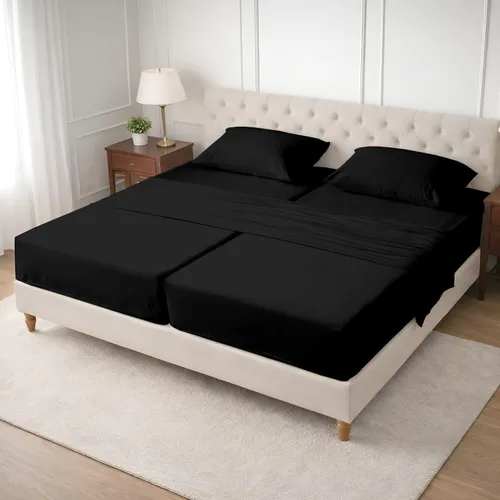 Vista 55 de SGI bedding Sábana Queen de 28 pulgadas con cabecera flexible y parte superior dividida, 100% algodón egipcio - 600 número de hilos, sábanas