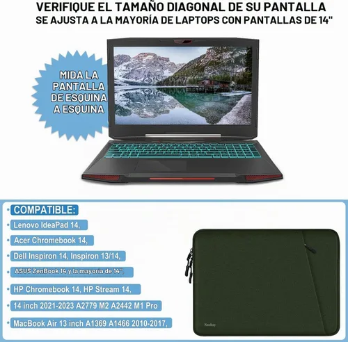Vista 4 de Funda para portátil de 14 pulgadas, resistente al agua, a prueba de golpes