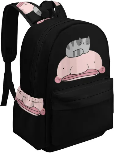 Vista 2 de Linda mochila para portátil de pez globo y gato para mujeres y hombres, bonita bolsa de hombro impresa para viajes, deportes, trabajo