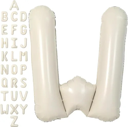 Vista 23 de SUWEN Globos de helio grandes de 102 cm (40 pulgadas) con letra S en color crema. Globos grandes de papel de aluminio con letra en helio, de A a Z.