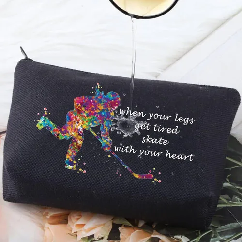 Vista 4 de G2TUP Bolsa de cosméticos de hockey sobre hielo, estuche de maquillaje para jugadores de hockey, regalo para niñas cuando tus piernas se cansan