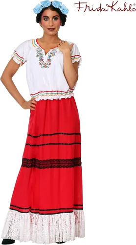 Vista 2 de Disfraz de Frida Kahlo rojo para mujer