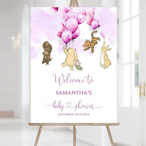 Vista 12 de Letrero de bienvenida personalizado de Bear Pooh para baby shower, regalos clásicos personalizados para bebés, niños y niñas, decoraciones de oso #12