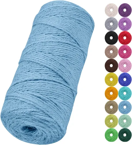 Vista 43 de Cuerda de yute natural de 0.079 pulgadas y 328 pies para manualidades, cuerda de yute de colores de 3 capas para envoltura de regalos, jardinería